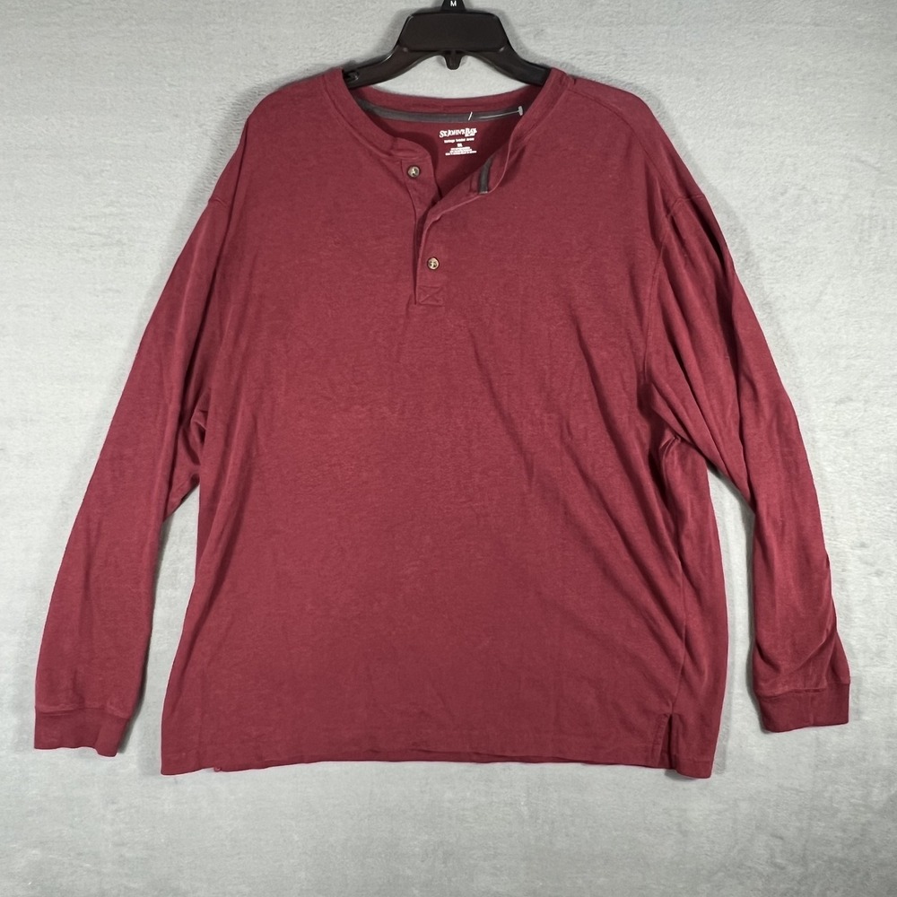 St. John's Bay Men's XXL Heritage Sueded Jersey Henley Shirt Long Sleeve Maroon
